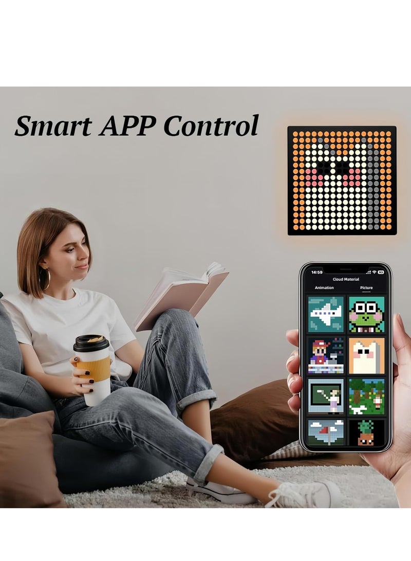 LED Pixel Display, 16x16 Programmable Art Panel, App Control, Digital Clock, Room Decor, Pixel Art display, Pixel Gaming Accessories, Create Graffiti, Animations