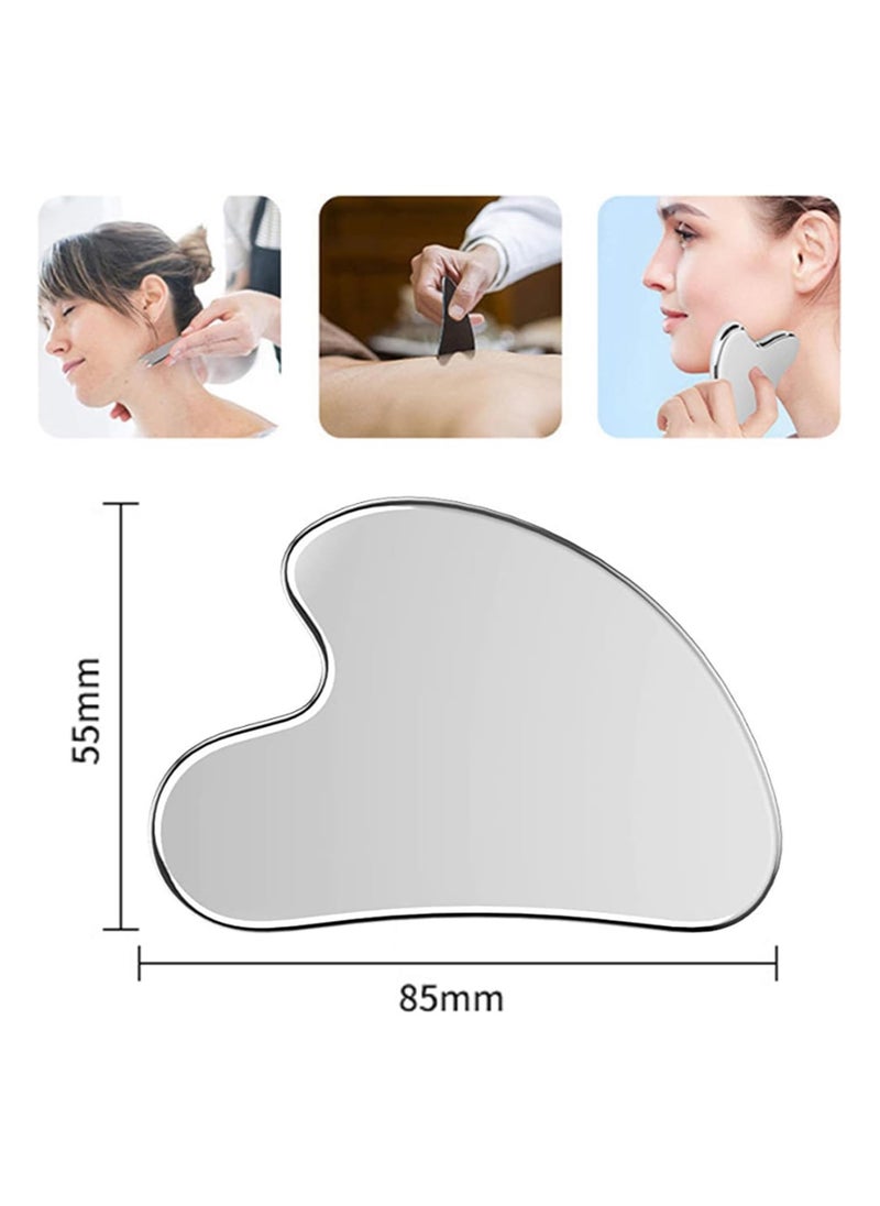 Generic - Gua Sha Tool For Face Stainless Steel Facial Tools Metal Tighten Skin Care Tools Beauty Tool For Body Eyes Neck Massager (Heart Shape) (Approx 110 Gm) - Image 1