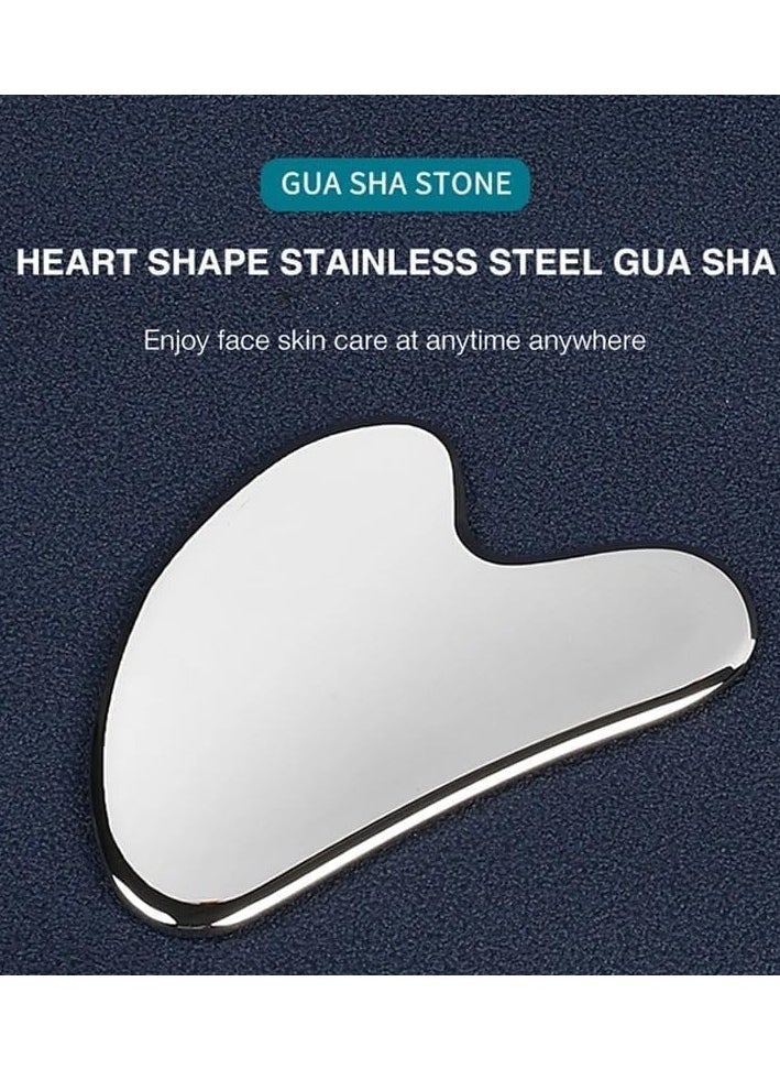 Generic - Gua Sha Tool For Face Stainless Steel Facial Tools Metal Tighten Skin Care Tools Beauty Tool For Body Eyes Neck Massager (Heart Shape) (Approx 110 Gm) - Image 1