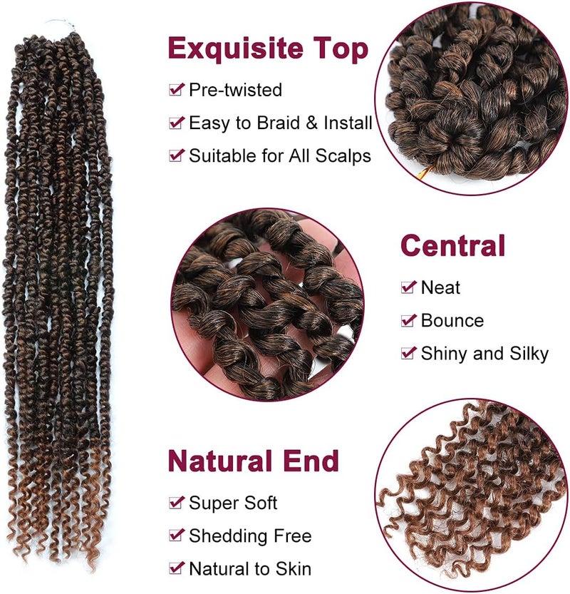 NAYOO Passion Twist Hair - 8 Packs 24 Inch Passion Twist Crochet Hair For Black Women, Crochet Pretwisted Curly Hair Passion Twists Synthetic Braiding Hair Extensions(24 Inch 8 Packs, T30) - Image 3