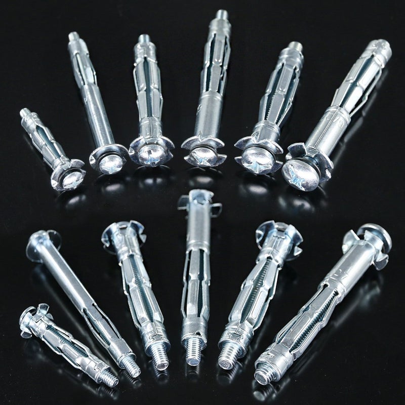 Glarks 42Pcs 6 Size Heavy Duty Zinc Plated Steel Molly Bolt Hollow Drive Wall Anchor Screws Assortment Kit for Drywall, Plaster and Tile - Image 3
