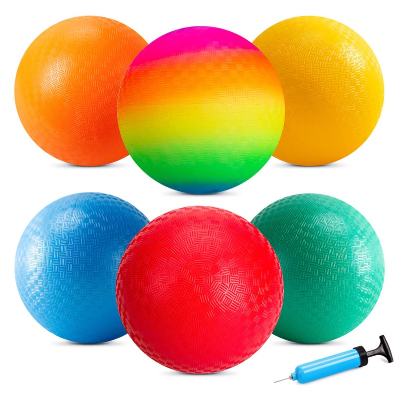 EVERICH TOY Playground Balls Kickball 6 or 12 Pack 85 Dodgeballs Bouncy Kick Balls for Kids Adults Outdoor Indoor 4 Square Ball Sports School Yard Games for Boys Girls 35 58 812 with Pump - Image 2