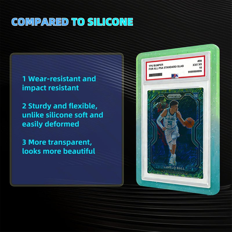 NAKIS Slab Guard for PSA Graded Cards, 12-Pack TPU Slab Protector Graded Guard Bumper Guard for PSA Graded Card Only, Gradient Color Glitter Limited Edition, 12 Color Combination 1 - Image 4