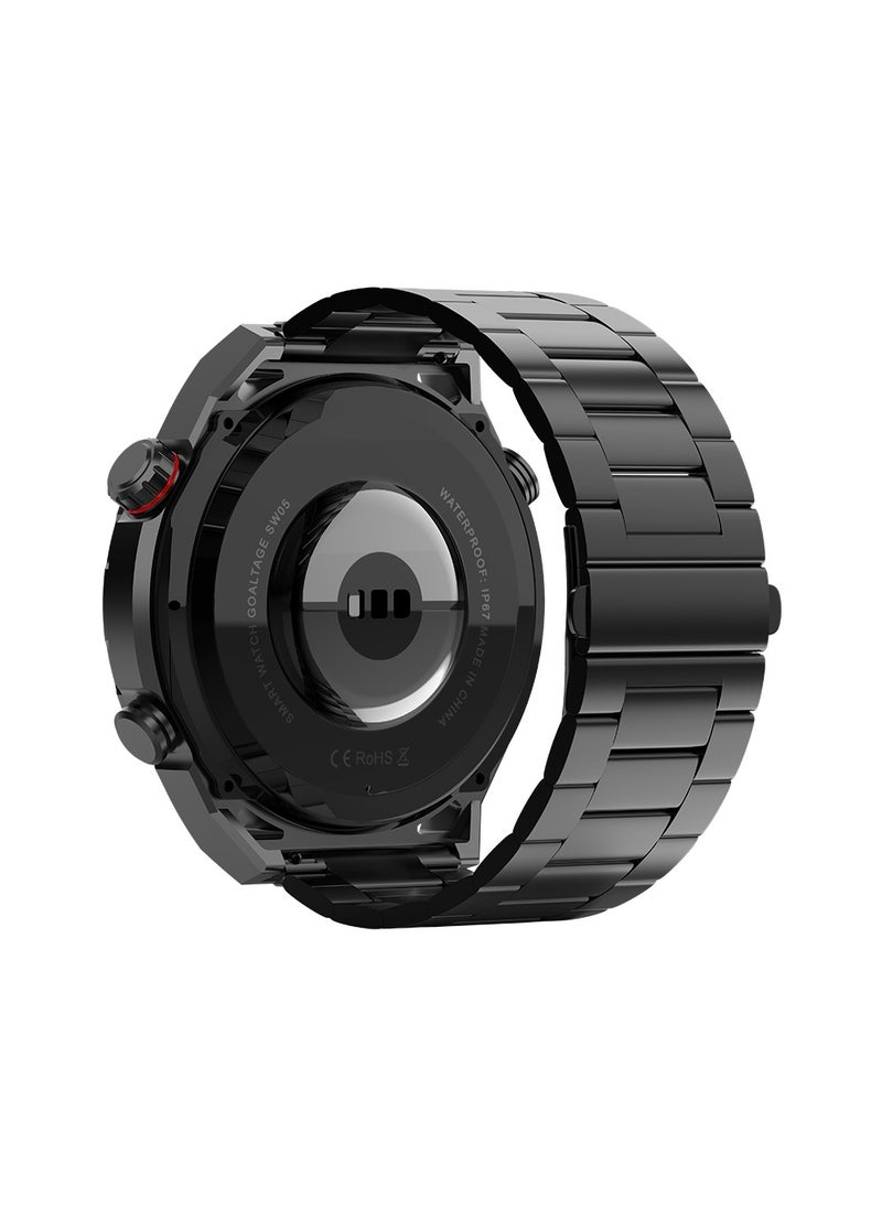 Goaltage - SW05 Elegance Smart Watch with Water Resistant, AMOLED Display, Motion Record, and Sleep, Heart Rate, Pressure, and Oxygen Monitoring - Black - Image 1
