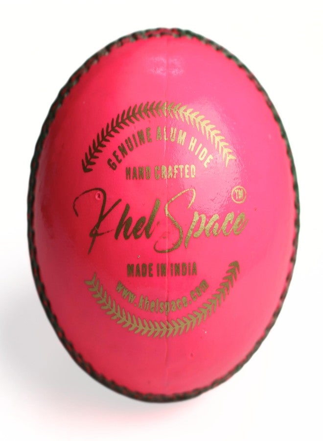 KHELSPACE KS-20 Pink Leather Cricket Ball - Hand-Stitched for Match Play and Training, Premium Durability - Image 1