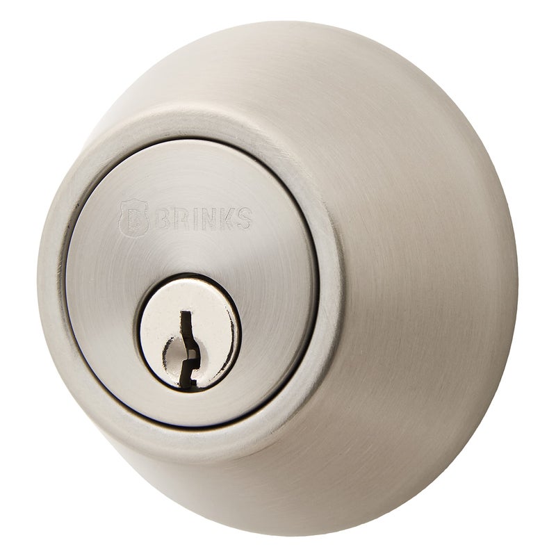 BRINKS - Bell Style Keyed Entry Door Knob and Single Cylinder Deadbolt Set, Satin Nickel - Image 2