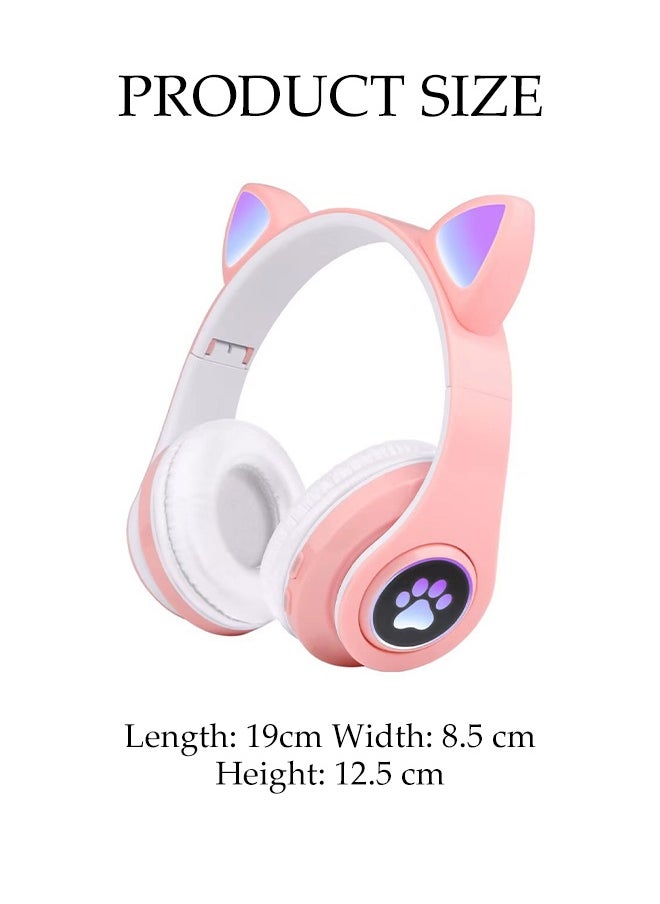 Generic Cat Ear Headphones, Over-Ear Gaming Headphone with Microphone, Foldable Comfortable, Adjustable Wireless/Wire Over Ear Headset for Girls, Teenagers, Adults, Gaming - Pink  - Image 2