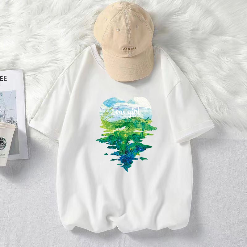 New Round Neck Cool Sense Half-Sleeved Men'S And Women'S Loose Clothing Half-Sleeved New Ice Silk Short-Sleeved T-Shirt Men'S Summer 2024 - Image 1