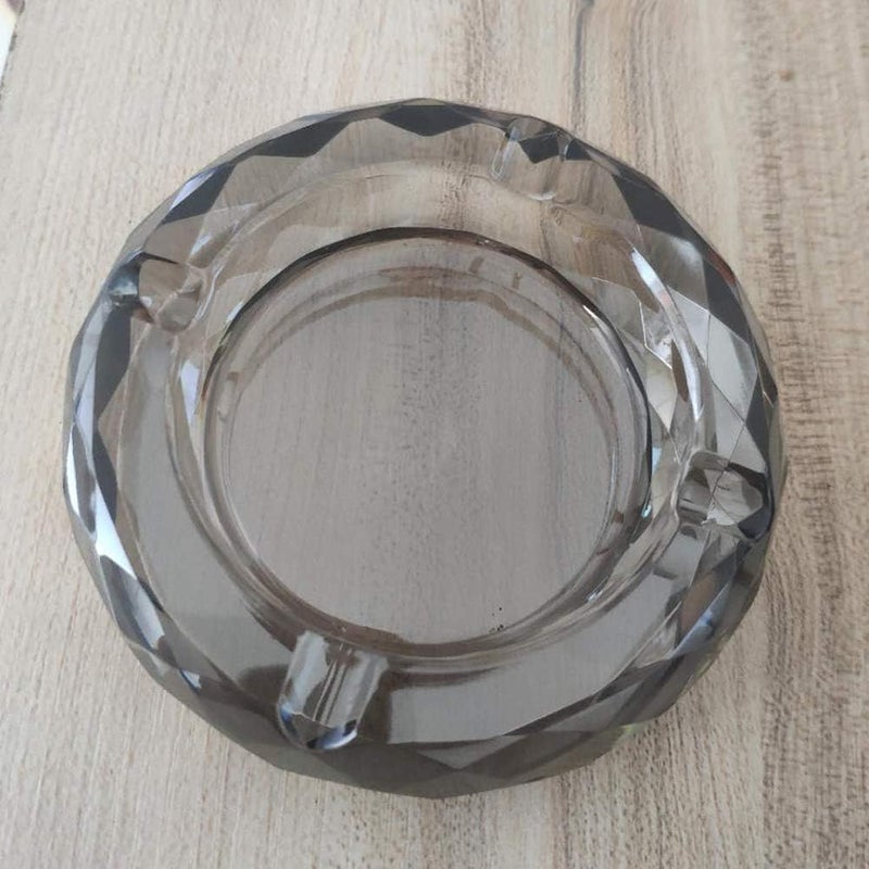 HOSTEESSCHOICE مبخرة زجاجية كريستالية، حامل سجائر السيجار، ديكور مكتبي منزلي، كريستال أسود - Image 5