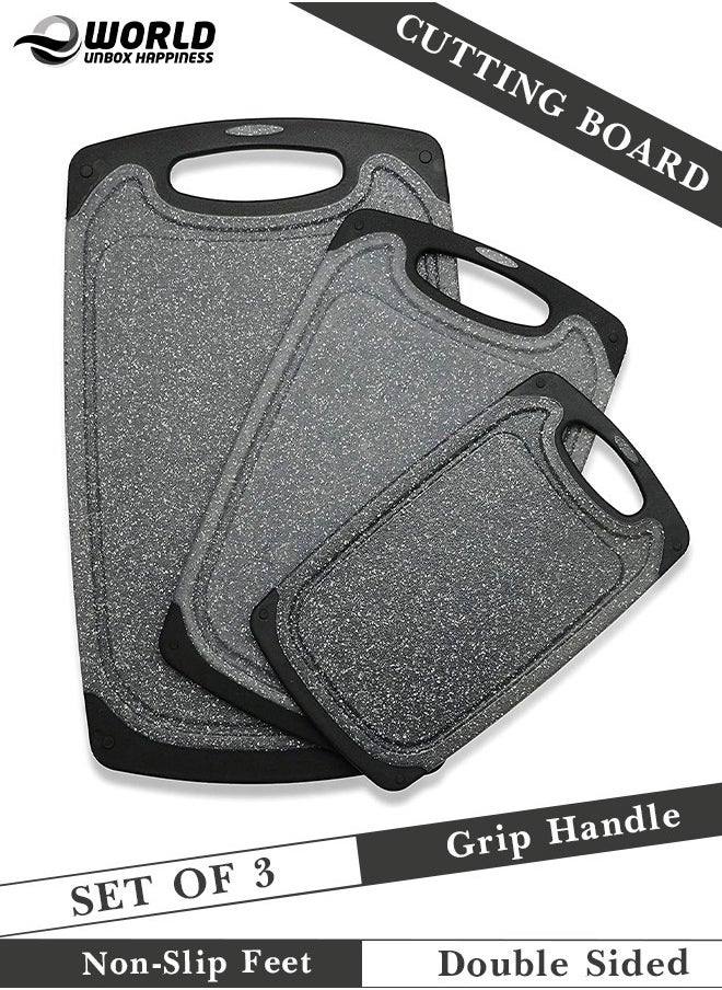 Eworld 3-Piece Plastic Cutting Board Set – Non-Slip Kitchen Chopping Boards with Juice Grooves, Garlic/Ginger Grinder, BPA-Free, Dishwasher Safe  - Image 1