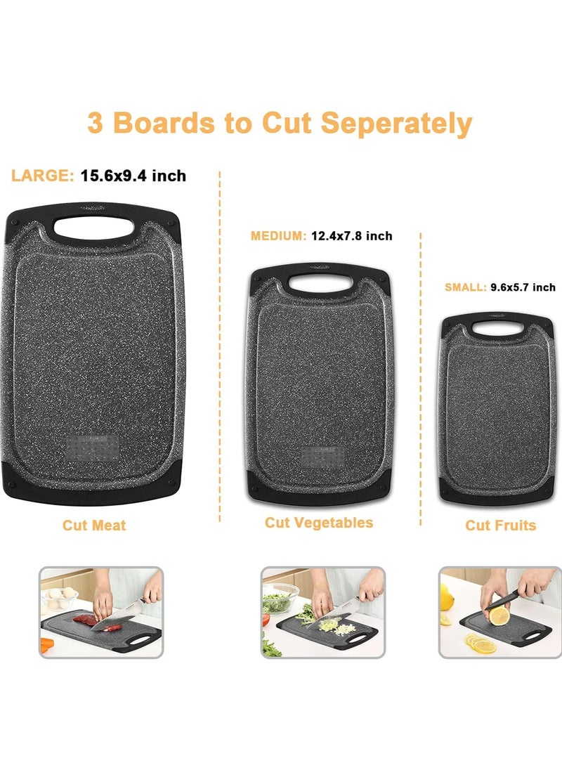 Eworld 3-Piece Plastic Cutting Board Set – Non-Slip Kitchen Chopping Boards with Juice Grooves, Garlic/Ginger Grinder, BPA-Free, Dishwasher Safe  - Image 2