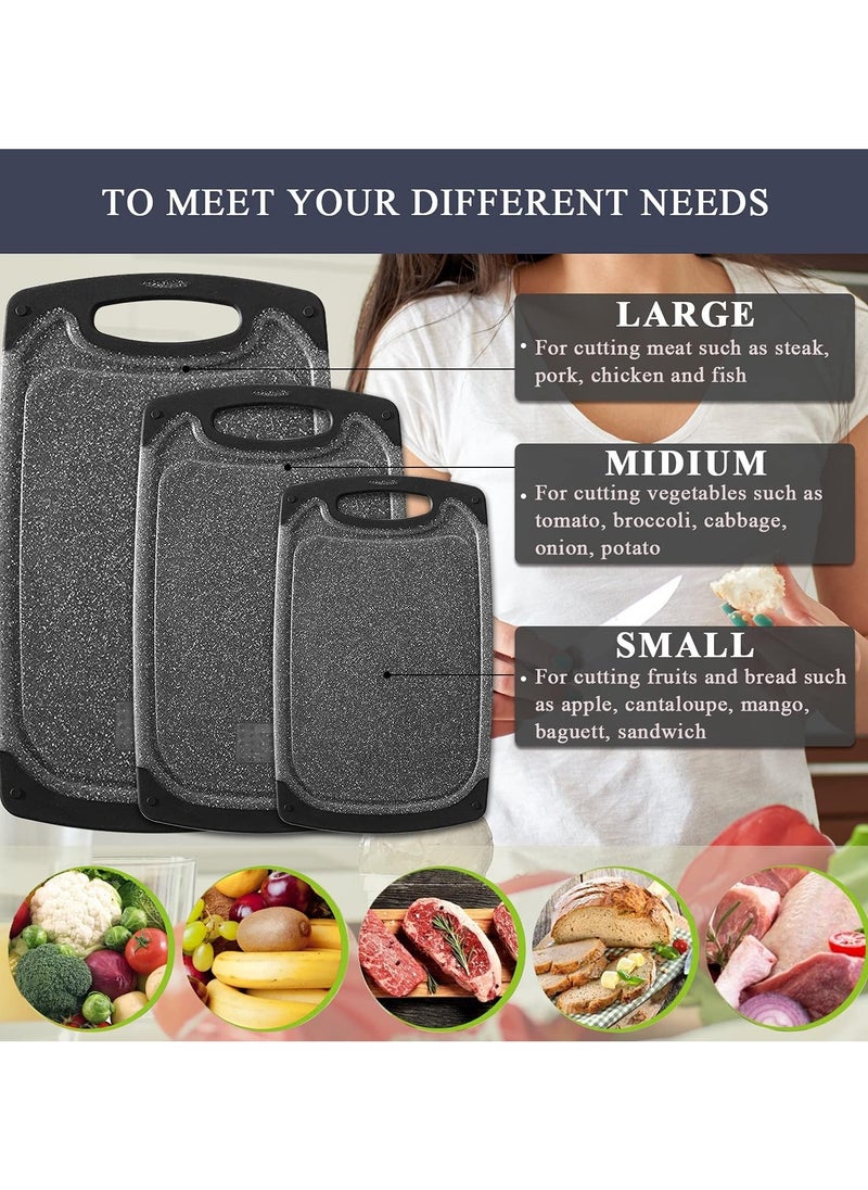 Eworld 3-Piece Plastic Cutting Board Set – Non-Slip Kitchen Chopping Boards with Juice Grooves, Garlic/Ginger Grinder, BPA-Free, Dishwasher Safe  - Image 3