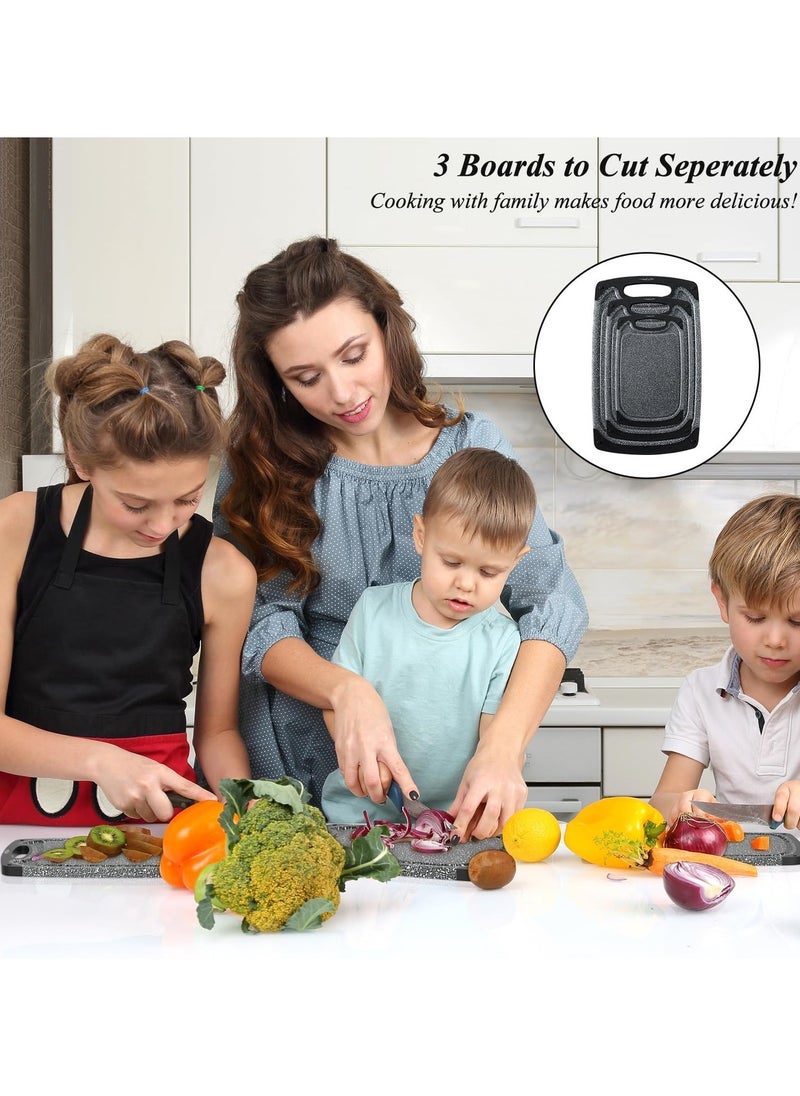 Eworld 3-Piece Plastic Cutting Board Set – Non-Slip Kitchen Chopping Boards with Juice Grooves, Garlic/Ginger Grinder, BPA-Free, Dishwasher Safe  - Image 4