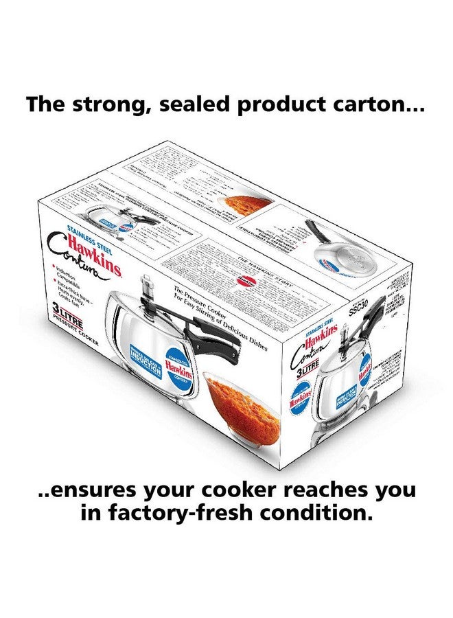 Hawkins 3 Litre Contura Pressure Cooker, Stainless Steel Inner Lid Cooker, Handi Cooker, Induction Cooker, Silver (Ssc30) - Image 4