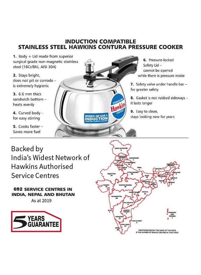 Hawkins 3 Litre Contura Pressure Cooker, Stainless Steel Inner Lid Cooker, Handi Cooker, Induction Cooker, Silver (Ssc30) - Image 3