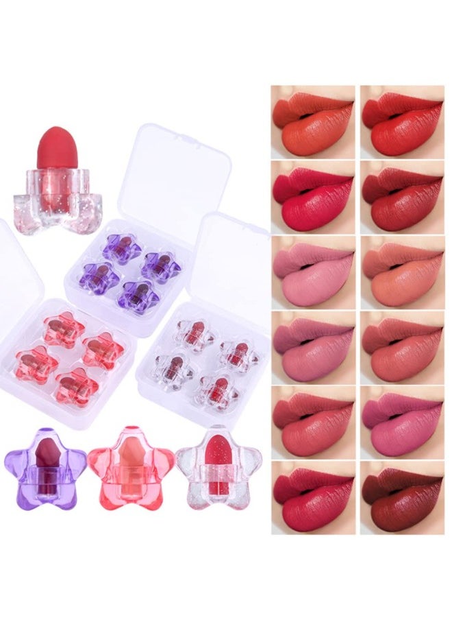 klarako - Mini Star Lipstick Set, 4Pcs Waterproof Long Long Lasting Matte Lipstick Set, Cute Mini Capsules Velvet Lipstick Set for Women - Image 1