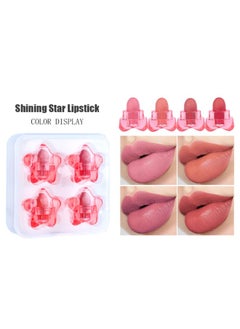 Mini Star Lipstick Set, 4Pcs Waterproof Long Long Lasting Matte Lipstick Set, Cute Mini Capsules Velvet Lipstick Set for Women