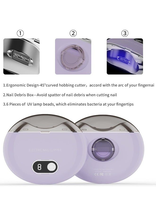 Automatic Nail Clipper, Electric Nail Clippers Automatic Safety Fingernail Cutter and Filer Rechargeable Nail Trimmer Nail Scissors Gift for for Adults Seniors Infant Baby Kids Men Women (Purple) - pzsku/Z67E5B1F029C6A8B12FB5Z/45/_/1740469028/2c938b13-80f6-4f07-9a0a-e4fd52d65b09