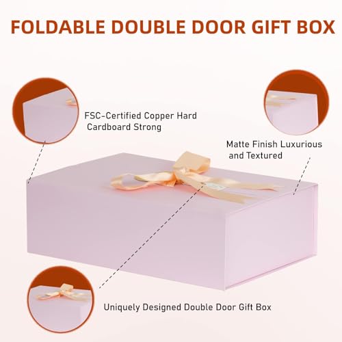 CHARMGIFTBOX 7x7x3 Inch Pink Gift Boxes with Lids, Small Pink Gift Box with Ribbon Card Fancy Gift Wrap Boxes for Anniversary, Bridal Showers, Weddings, Girlfriend, Bridesmaids Gifts, Mother's day - Image 5