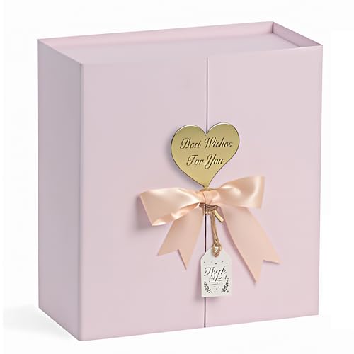 CHARMGIFTBOX 7x7x3 Inch Pink Gift Boxes with Lids, Small Pink Gift Box with Ribbon Card Fancy Gift Wrap Boxes for Anniversary, Bridal Showers, Weddings, Girlfriend, Bridesmaids Gifts, Mother's day - Image 1