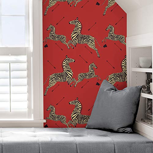 NuWallpaper x Scalamandre Red Masai Zebra Safari Self Adhesive Wallpaper, SCS3869 - Image 5