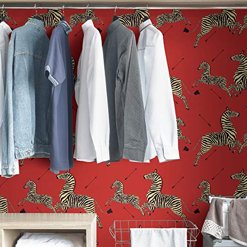 NuWallpaper x Scalamandre Red Masai Zebra Safari Self Adhesive Wallpaper, SCS3869 - Image 4