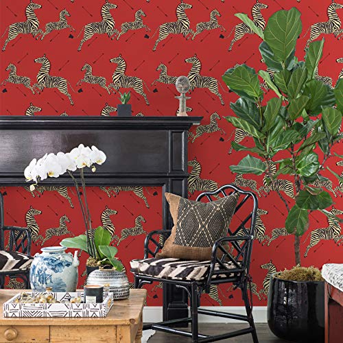 NuWallpaper x Scalamandre Red Masai Zebra Safari Self Adhesive Wallpaper, SCS3869 - Image 2