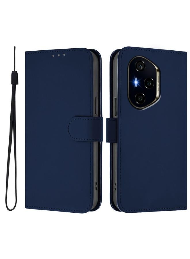 زبون جراب لهاتف Honor 400 مصنوع من الجلد بلون سادة مع حبل تعليق - Image 2