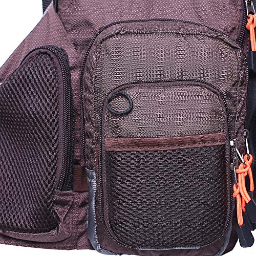 Kylebooker Fly Fishing Vest Pack Adjustable for Men and Women (Brown) - Image 2