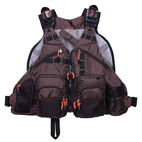 Kylebooker Fly Fishing Vest Pack Adjustable for Men and Women (Brown) - Image 1