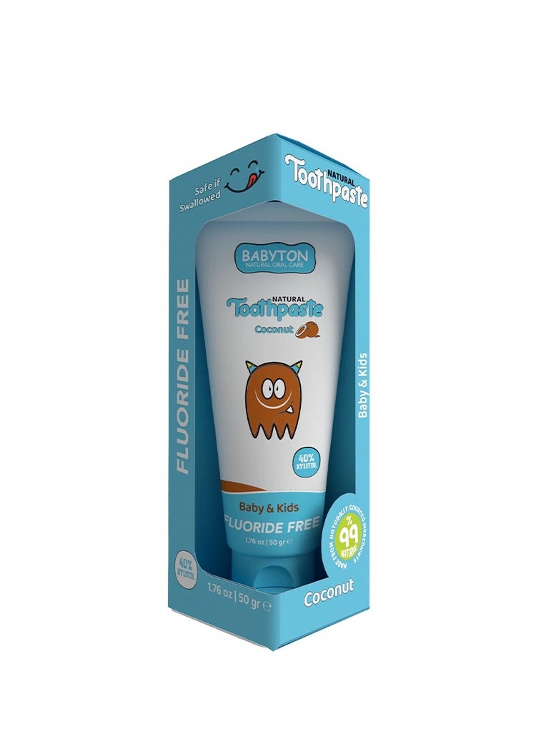 Babyton Natural Toothpaste – Fluoride-Free Gel | Safe if Swallowed | For Babies 6 Months+ | Coconut Flavor - Image 3