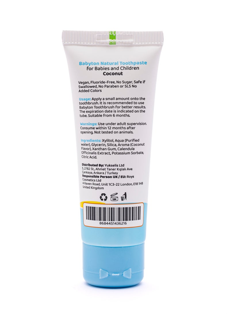 Babyton Natural Toothpaste – Fluoride-Free Gel | Safe if Swallowed | For Babies 6 Months+ | Coconut Flavor - Image 2