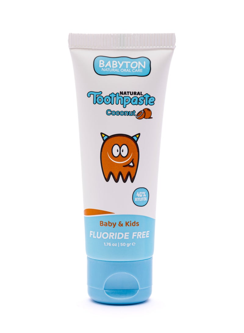 Babyton Natural Toothpaste – Fluoride-Free Gel | Safe if Swallowed | For Babies 6 Months+ | Coconut Flavor - Image 1