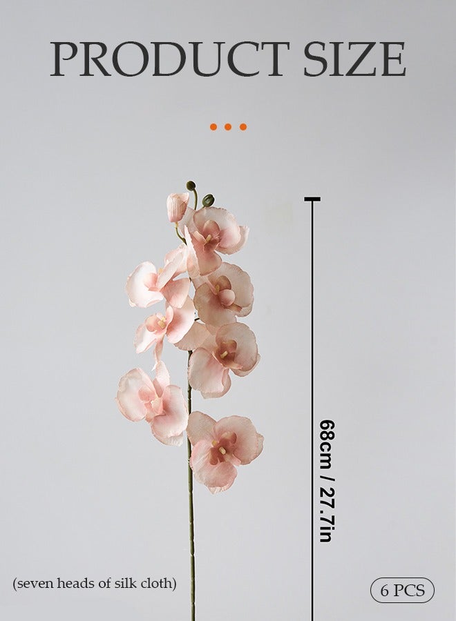 DUNISO 6pcs Artificial Flowers Simulated flower pink Phalaenopsis Artificial Flower very realistic for Home Decor, Wedding Bouquet DIY, Party, Garden, Cake Decoration (27.7inch) ﻿  - Image 2