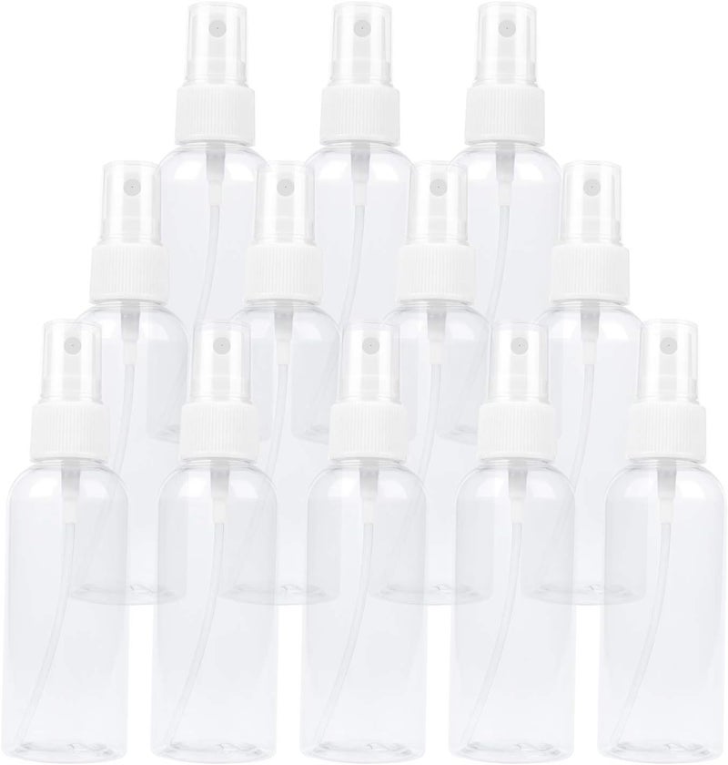 TRENDBOX 12 Pack Empty Transparent Plastic Fine Mist Spray Bottle 60 ml (2 oz)