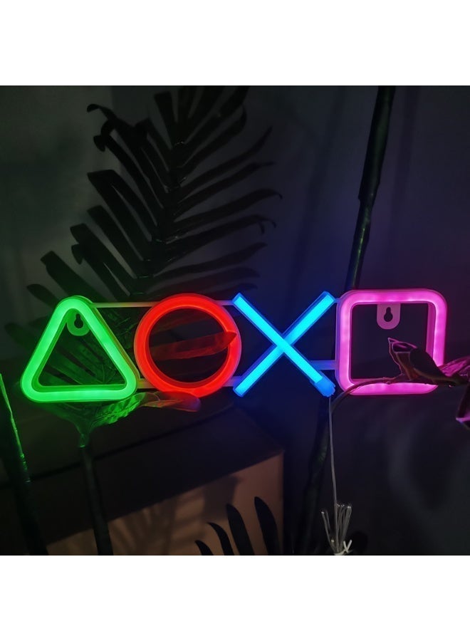 Geometric Shape LED Neon Lights for Gaming - Colorful Light Signs for Gaming Room Decor - USB or Battery Powered - Wall and Tabletop Decoration for Esports Enthusiasts - Image 3