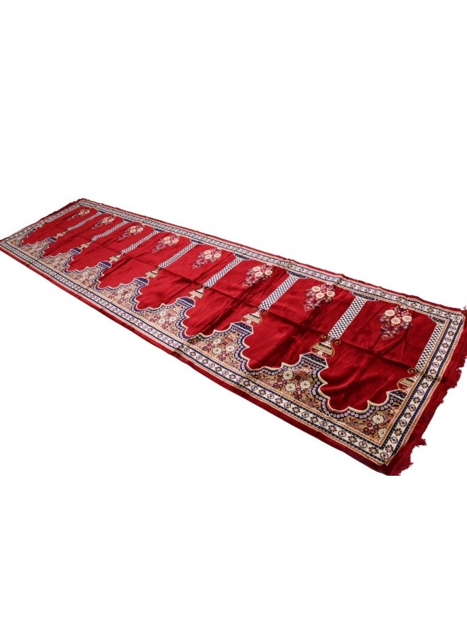 سمارت هوم - سجادة صلاه كبيرة  8 أشخاص مبطنة/شرشف صلاة تركي مايكروفايبر 420X120 سم - Image 1