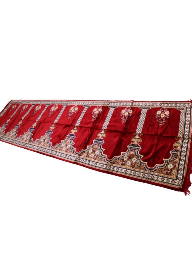 سمارت هوم - سجادة صلاه كبيرة  8 أشخاص مبطنة/شرشف صلاة تركي مايكروفايبر 420X120 سم - Image 1