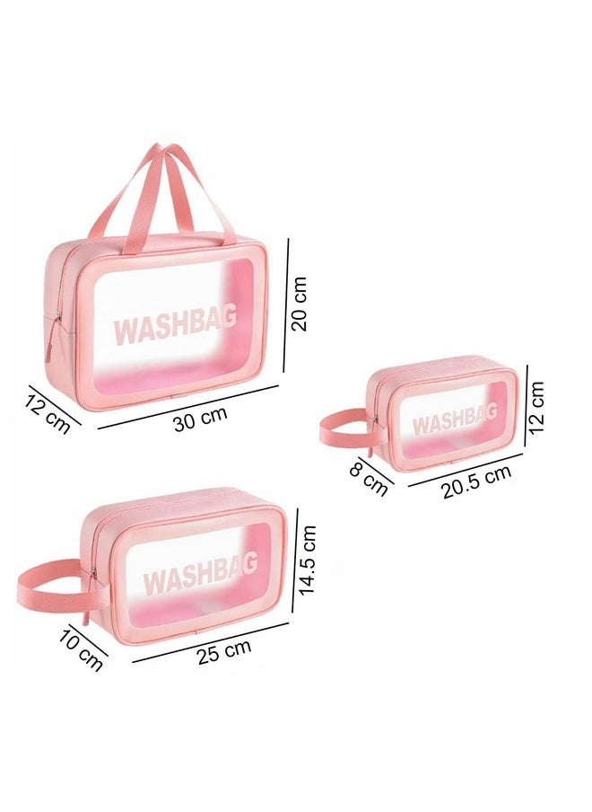 INOVERA (LABEL) 3 Pieces Makeup Organizer Bags - Travel Cosmetic Toiletry Storage Pouch - Water-Resistance Travelling Washbags Vanity Kit For Women, Girls (Rose Gold)  - Image 2