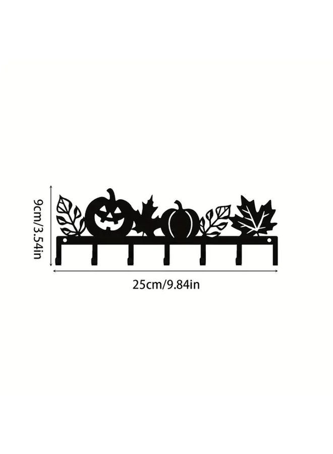 1pc Black Metal Halloween Pumpkin Key Hook Wall Mounted Decor For Living Room - Image 4