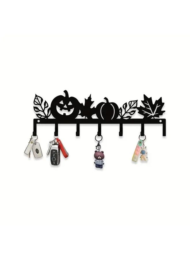 1pc Black Metal Halloween Pumpkin Key Hook Wall Mounted Decor For Living Room - Image 2