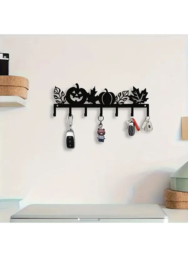 1pc Black Metal Halloween Pumpkin Key Hook Wall Mounted Decor For Living Room - Image 5