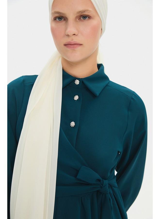 جون فستان ماكسي بحزام - Image 4