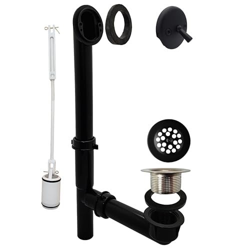 Westbrass 59214462 Black 112 Tubular Trip Lever Bath Waste Drain Kit Matte Black - Image 1