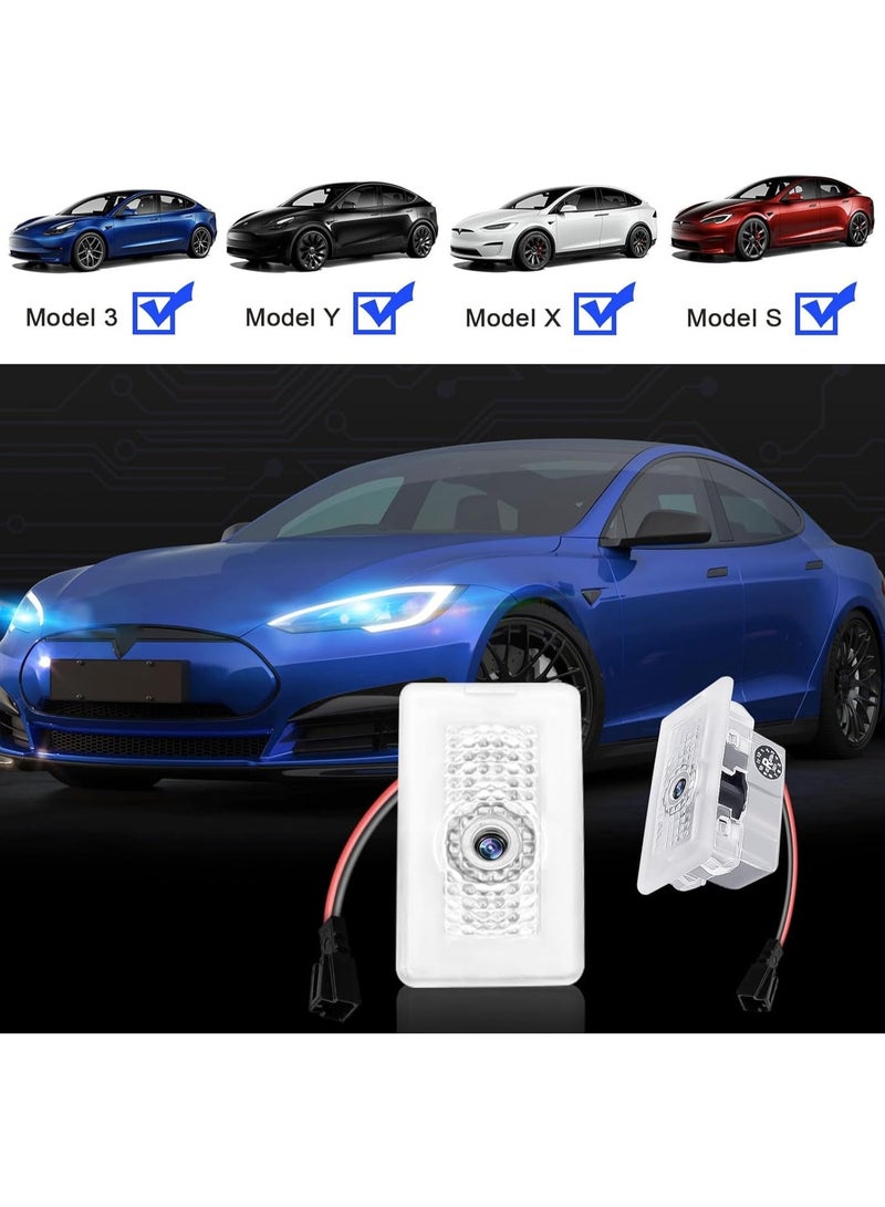 Bluejw No Fade LED Logo Projector Puddle Lights Ultra-Bright Welcome Light 3D Laser Ghost Shadow Light Compatible with Tesla Model 3 S Y X Accessories - Image 2