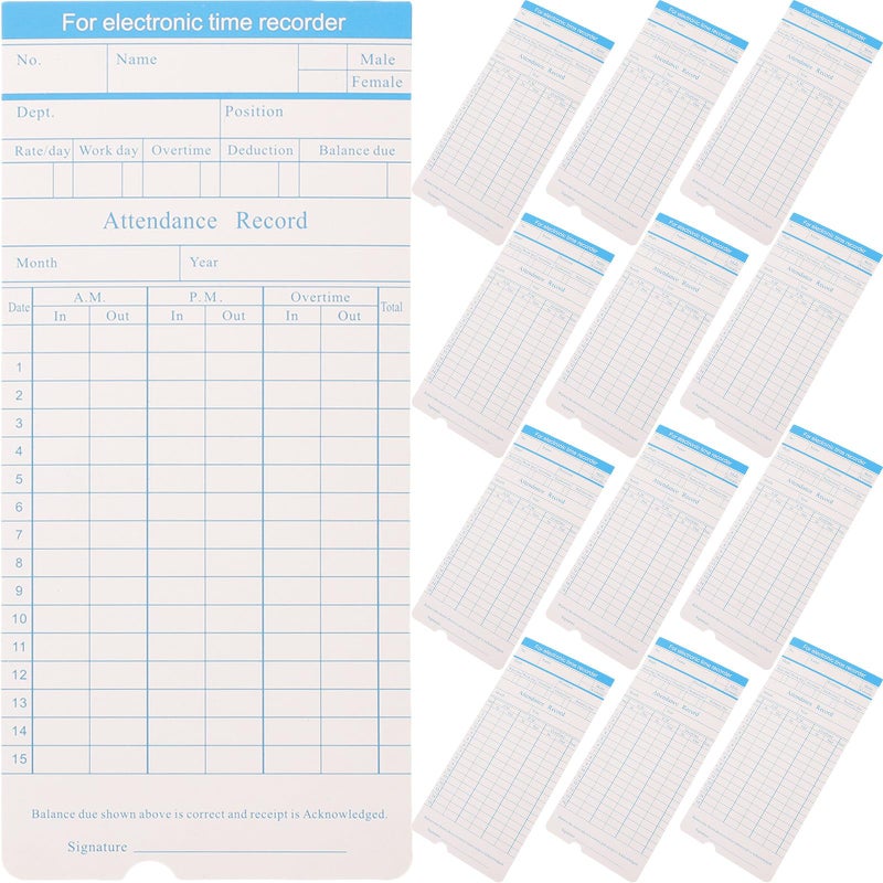 100 Sheets Double Sided Time Clock Cards For Employee Attendance Payroll Recording - Image 2