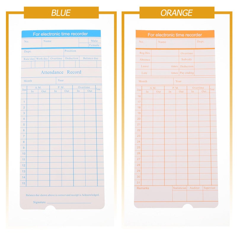 100 Sheets Double Sided Time Clock Cards For Employee Attendance Payroll Recording - Image 4