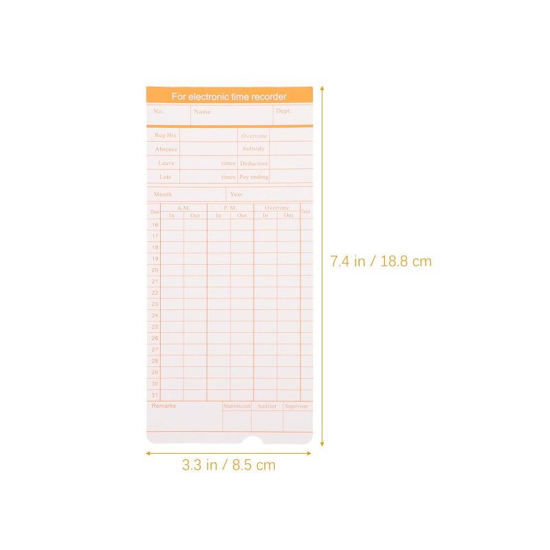 100 Sheets Double Sided Time Clock Cards For Employee Attendance Payroll Recording - Image 3