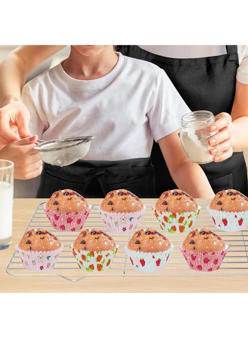 Barakah Cupcake Liners for Baking – Strawberry Design Standard Size Paper Cups, Muffin Baking Cups, Cupcakes Wrappers for Parties, Home Baking, and Events (200PCS,Multicolor) - Image 5