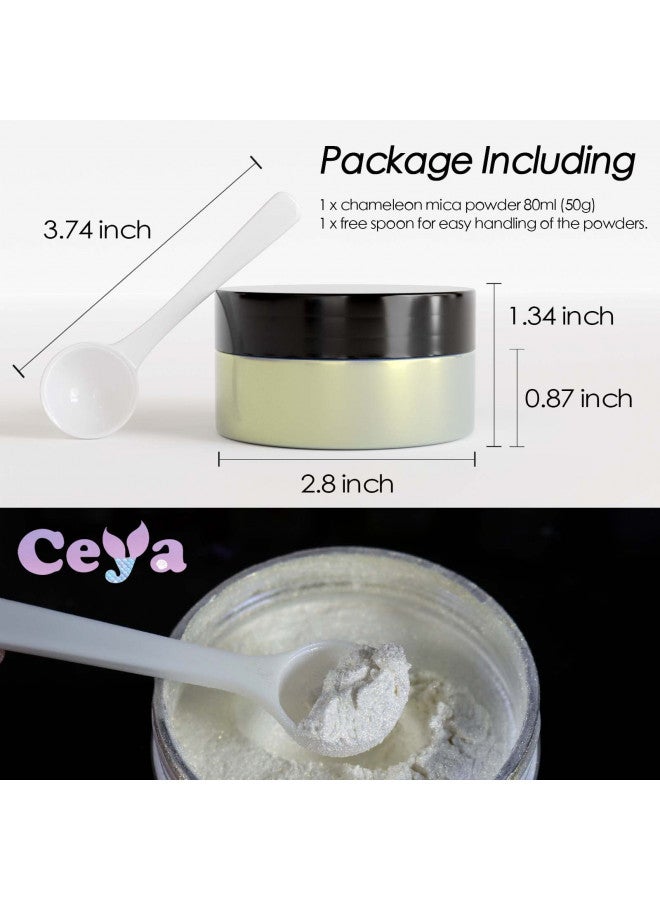 ceya Ceya Interference Mica Powder, 1.8oz/ 50g Ghost Gold Chrome Nail Powder, Cosmetic Grade Pearlescent Effect Color Shift Pigment for Epoxy Resin, Makeup, Nail Polish, Soap Dye, Candle Making,Slime,Paint - Image 3